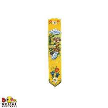 Swiss embroidered bookmark "chalet" yellow