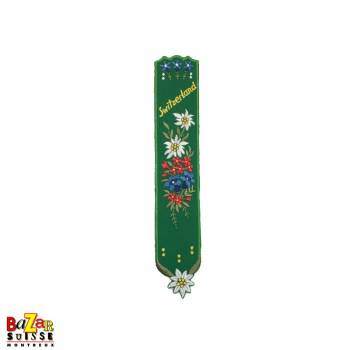 Swiss embroidered bookmark "flowers" green