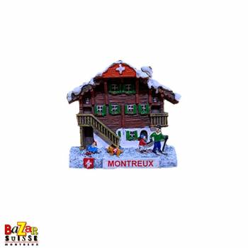 Decorative fridge magnet - chalet in winter