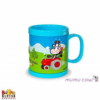 Plastic mug Mumu Cow, blue
